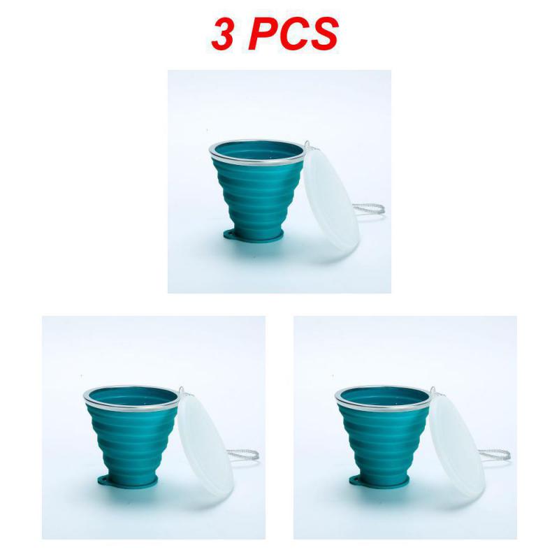 Silicone Collapsible Travel Cup 250ml BPA FREE Folding Camping Cup with Lid Reusable Expandable Drinkware for Outdoor Hiking