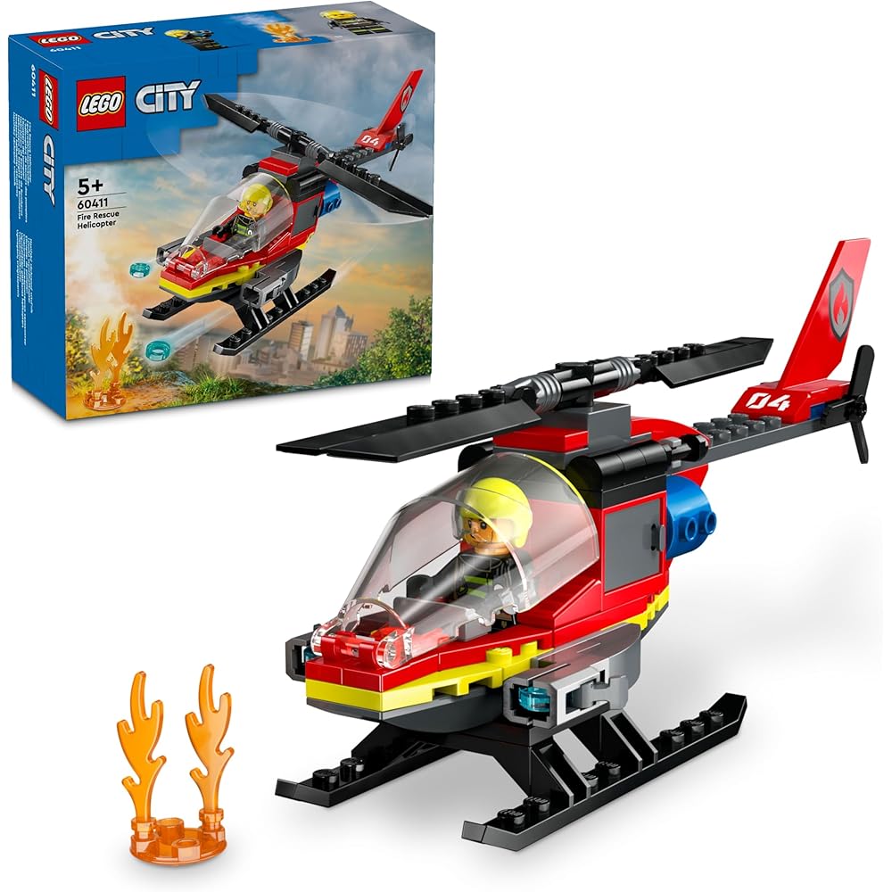 Игрушка LEGO City Пожарный спасательный вертолет, конструктор для детей 5-8 лет, развивающий подарок, транспортное средство 60411