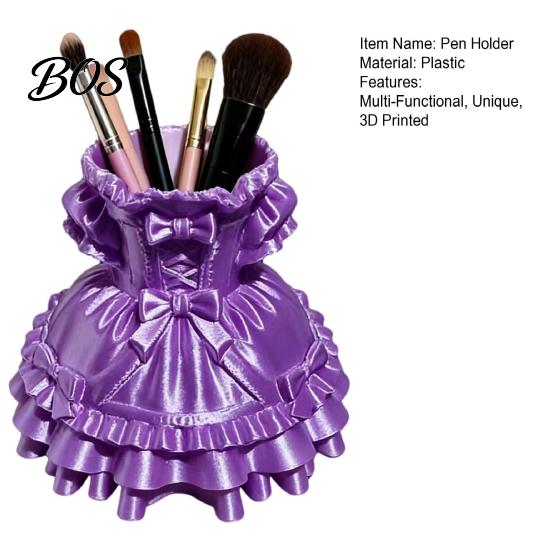 Gift for Teachers 3D Printed Dress Shape Pen Holder, Cute Desk Organizer Pencil Holder Classroom Makeup Brushes Stationery, Creative Home Office Decor