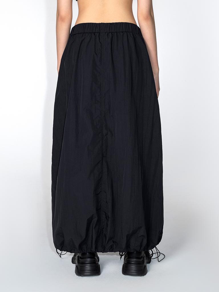 Yiiel Sporty Nylon Maxi Skirt Black