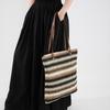Women Fashion Striped Summer Beach Straw Knitting Shoulder Bag Handwoven Handbags Portable Large Capacity Casual Tote CLE