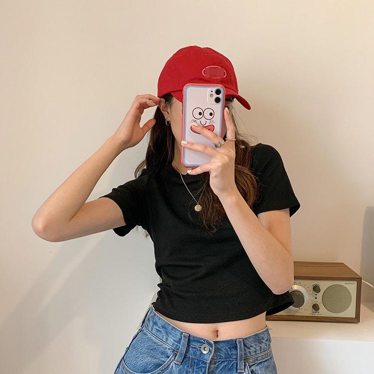 Короткая футболка с круглым вырезом и короткими рукавами цвета конфет, женская летняя одежда, корейская версия, свободная женская одежда, женский топ