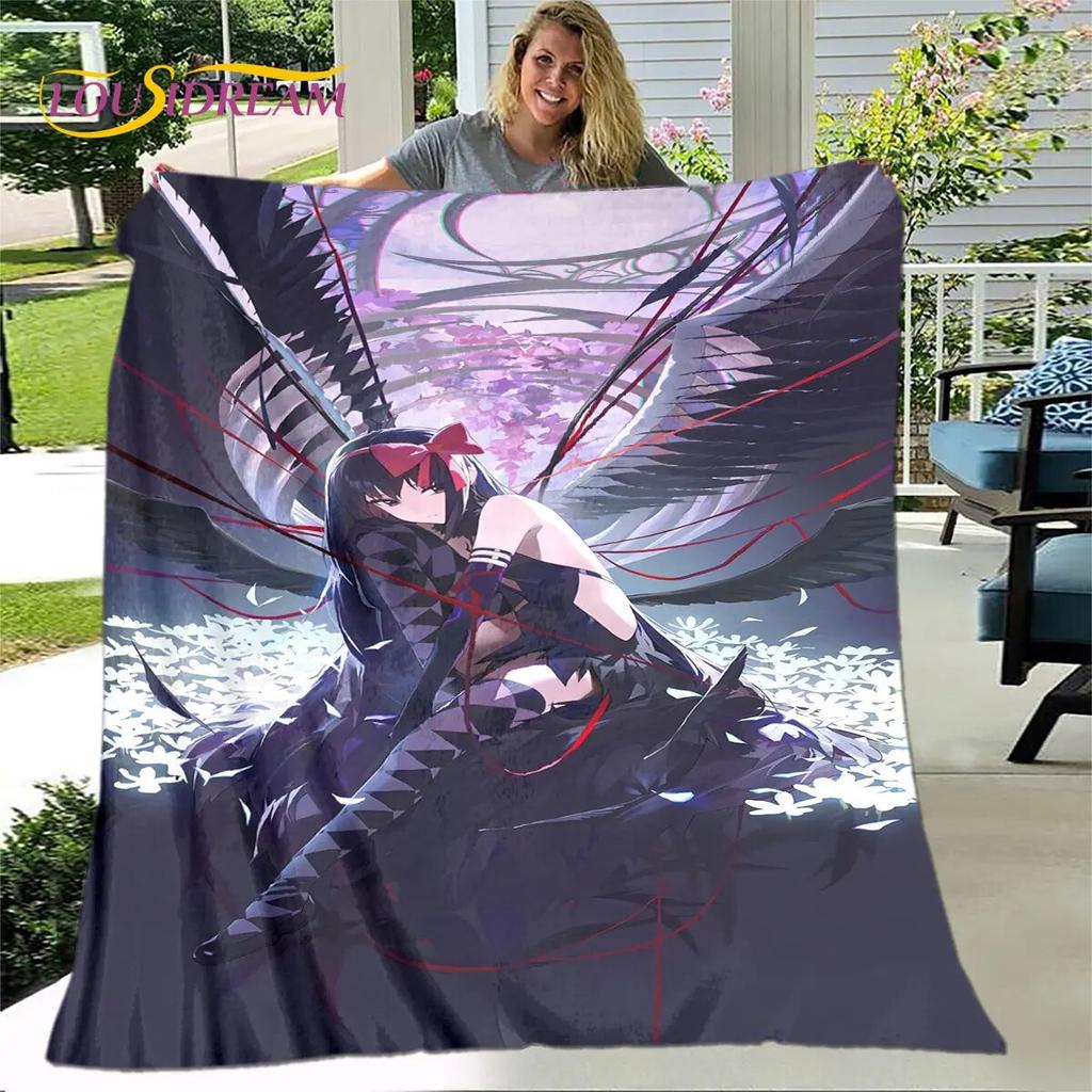 Puella Magi Madoka Magica Cartoon Soft Plush Blanket,Flannel Blanket Throw Blanket for Living Room Bedroom Bed Sofa Picnic Cover
