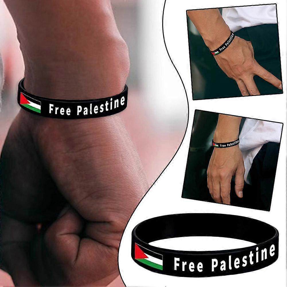 Free Palestine Bracelet with Palestinian Flag Silicone Protest Bracelet
