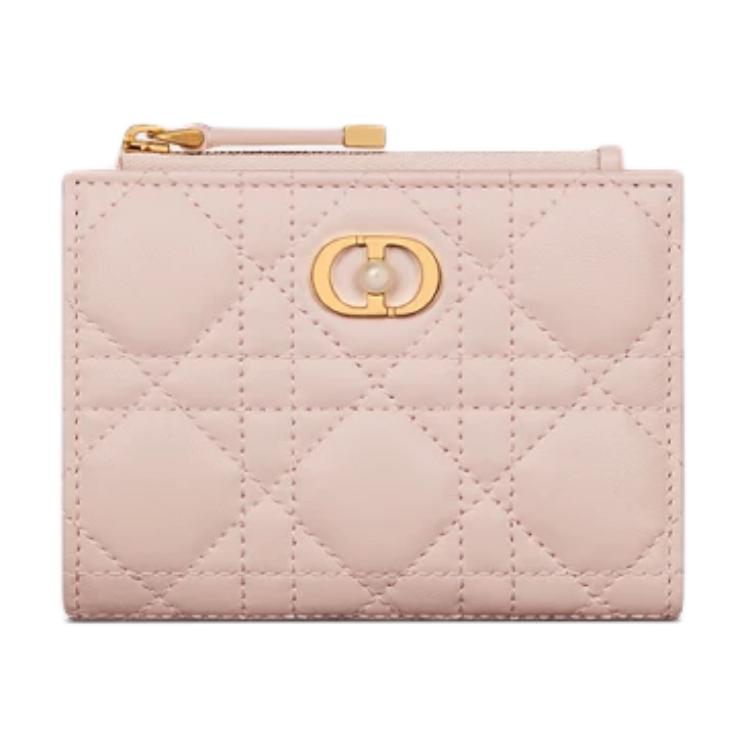 Dior Jolie Dahlia CD Logo Snap Closure Lambskin Wallet Women Wallet Light-Pink S3113UNJB-M413