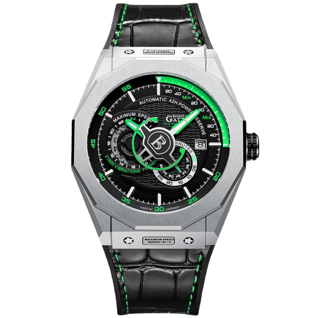 Часы Bonest Gatti Деловые светящиеся в темноте механические часы Водонепроницаемые роскошные часы