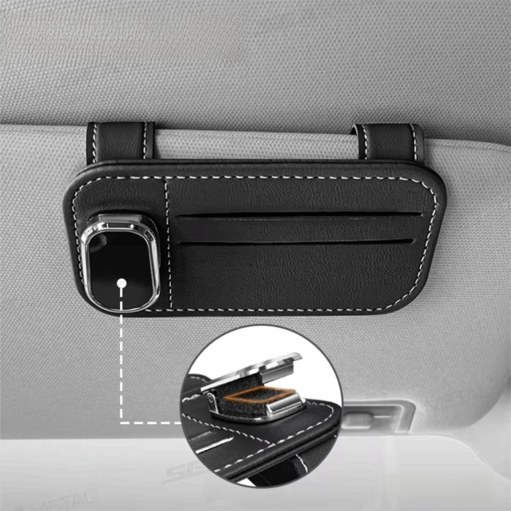 Anti-scratch Glasses Clip PU Leather Eyeglasses Hanger Sunglasses Holder Vehicle Accessories