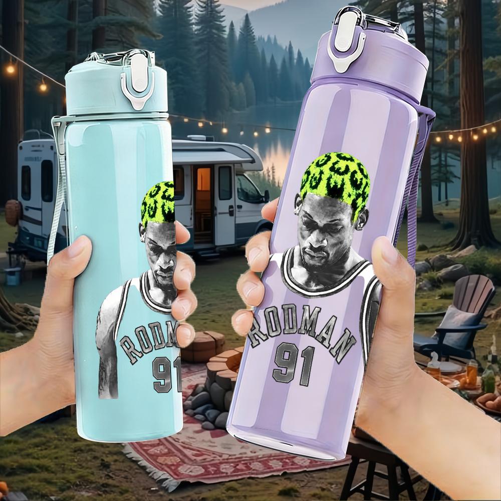 1PC Green Alien Monster Circular Cartoon Print 750ml Portable Sports Water Bottle Leakproof Gym Outdoor Travel Drink Cup