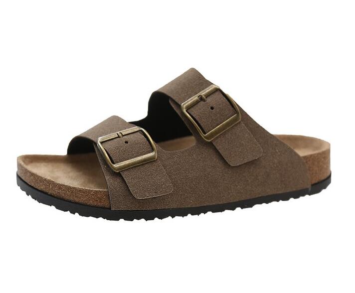 Плоские тапочки женские мужские тапочки роскошные домашние тапочки с нескользящей пробковой подошвой женские пляжные шлепанцы для дома сандалии2024