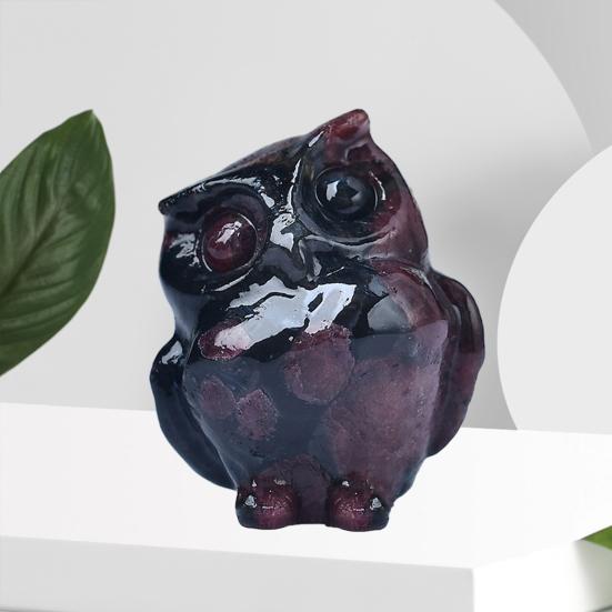 Скульптура совы, реалистично выглядящая, прекрасный искусственный кристалл, ручная работа, полированная статуя совы, статуя животного, украшение для рабочего стола