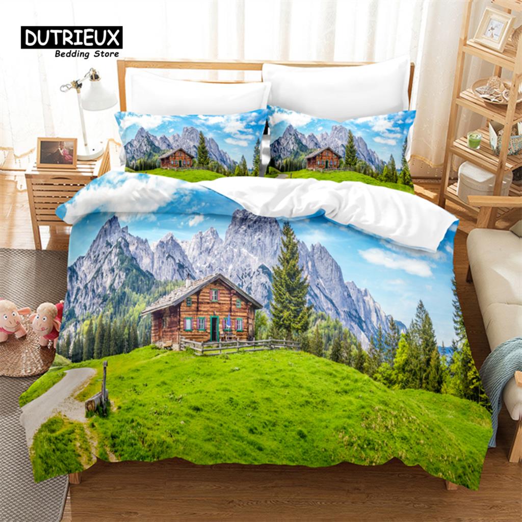 Beautiful Scenery Bedding Set, 3Pcs Duvet Cover Set, Soft Comfortable Breathable Duvet Cover, For Bedroom Guest Room Decor