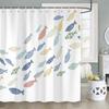 Colorful ocean swimming fish minimal wind shower curtain  including 12 hooks  bathroom shower curtain White