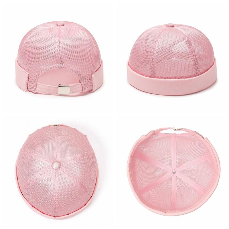 Unisex Mesh Skullcap Sailor Hat Breathable Hip Hop Rolled Cuff Brimless Beanie Cap Casual Outdoor