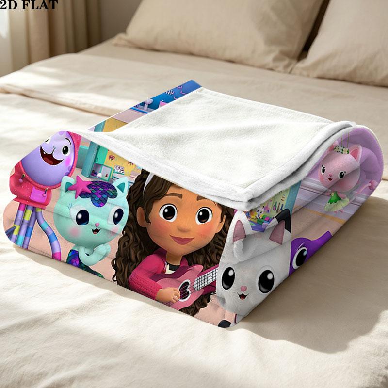 1PC Gabby'S Dollhouse Patterned Flannel Blanket Suitable For All Seasons For Home Decor Warmth And Comfort Gifts Holiday Present