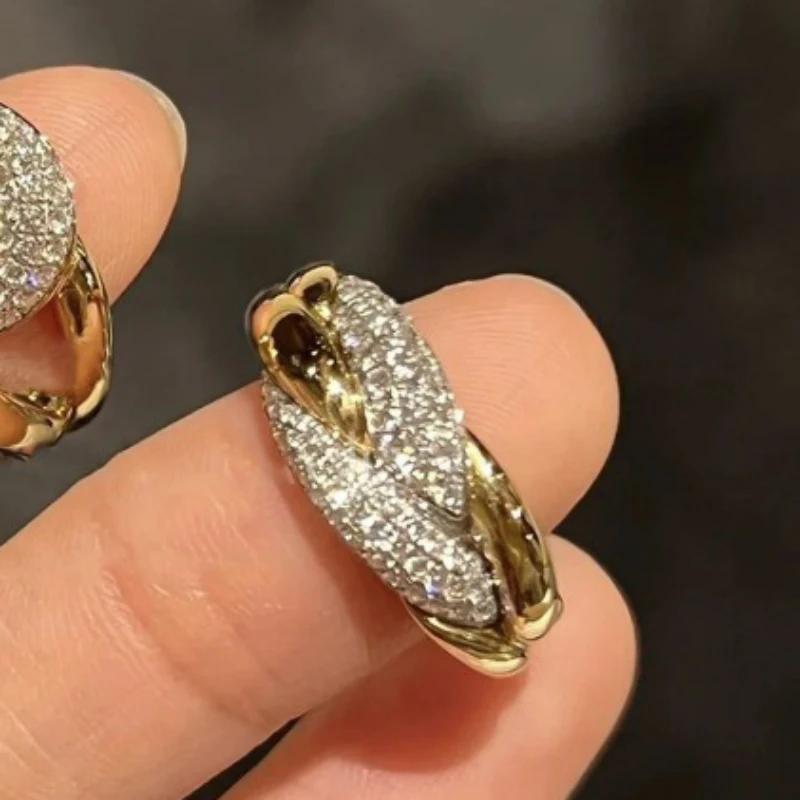 Classic Luxury High Quality Micro Set Crystal Twists Trend Glossy Rings for Women Fashion Couple Style Glossy Ring Jewelry
