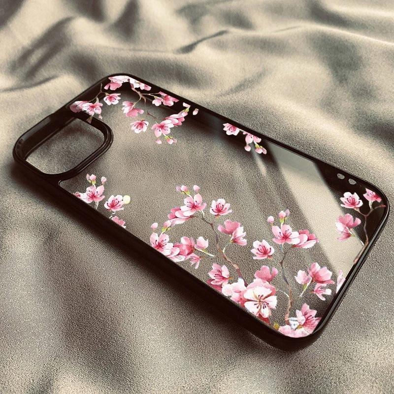Прозрачный чехол для телефона с цветами вишни для iPhone 17 Air 16 15 13 12 11 Pro Max Pro Plus Защитный противоударный чехол Funda