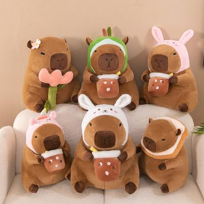 Милый милый питомец молочный чай кролик капибара плюшевая игрушка кукла для признания обнимающая цветок капи авокадо украшение для дома