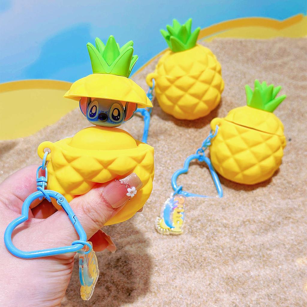 Stitch Summer Beach Collection Pineapple Silicone Keychain With Cute Character Design For Kids And Teens