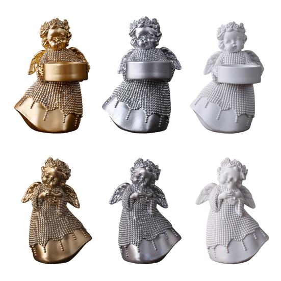 Resin Angel Statue Hug Heart Candlestick Shape Ornament Angel Sculpture Comfortable Feel Angel Ornament