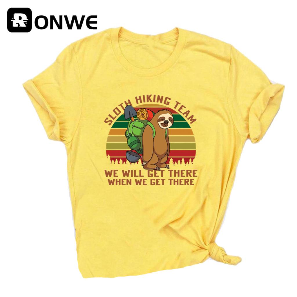 Sloth Hiking Team We Will Get There When We Get There Women T Shirts Gril Casual