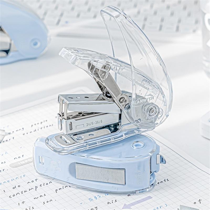 Kawaii Visual Transparent Large Capacity Stapler Student Learning Stationery Kit School Office Supplies
