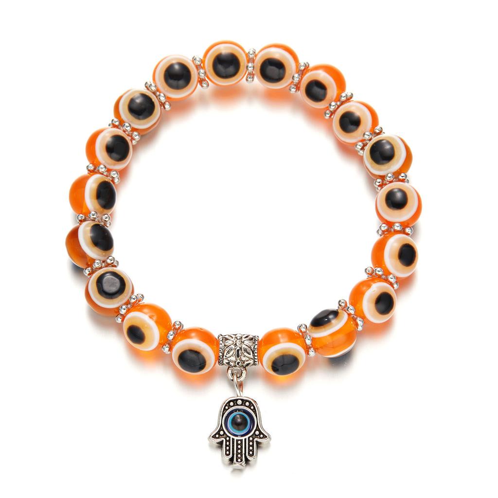 Lucky Turkish Evil Eye Beaded Bracelet 2026 New Design Colorful Eyes Fatima Hand Pendant Bracelets For Women Men Couple Jewelry