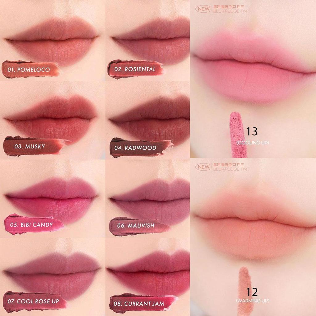 Rom&nd Romand BLUR FUDGE TINT, Бархатно-матовая помада 5.0г/0.18 унц. (7 вариантов цвета)