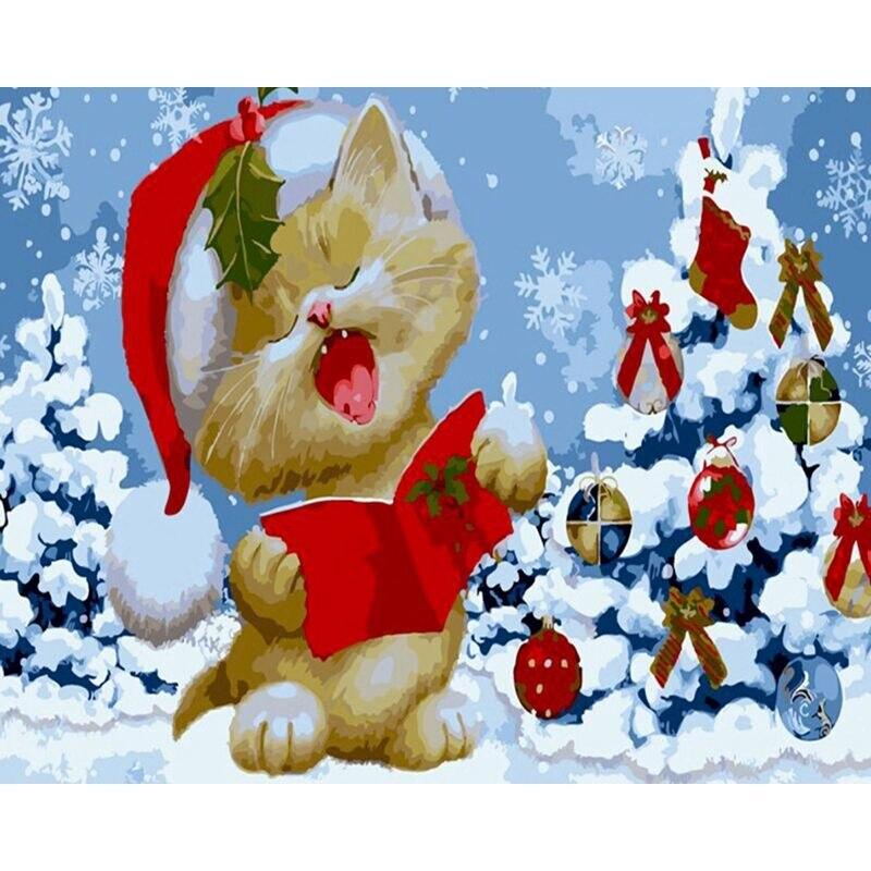 5D DIY алмазная живопись кошка животное мозаика Алмазная вышивка полная круглая дрель вышивка крестиком стразы домашний декор Наклейка на стену