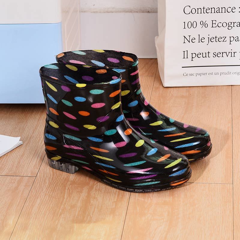 Rain shoes rain boots short tube fashion non-slip waterproof shoes water boots female adult cute overshoes summer