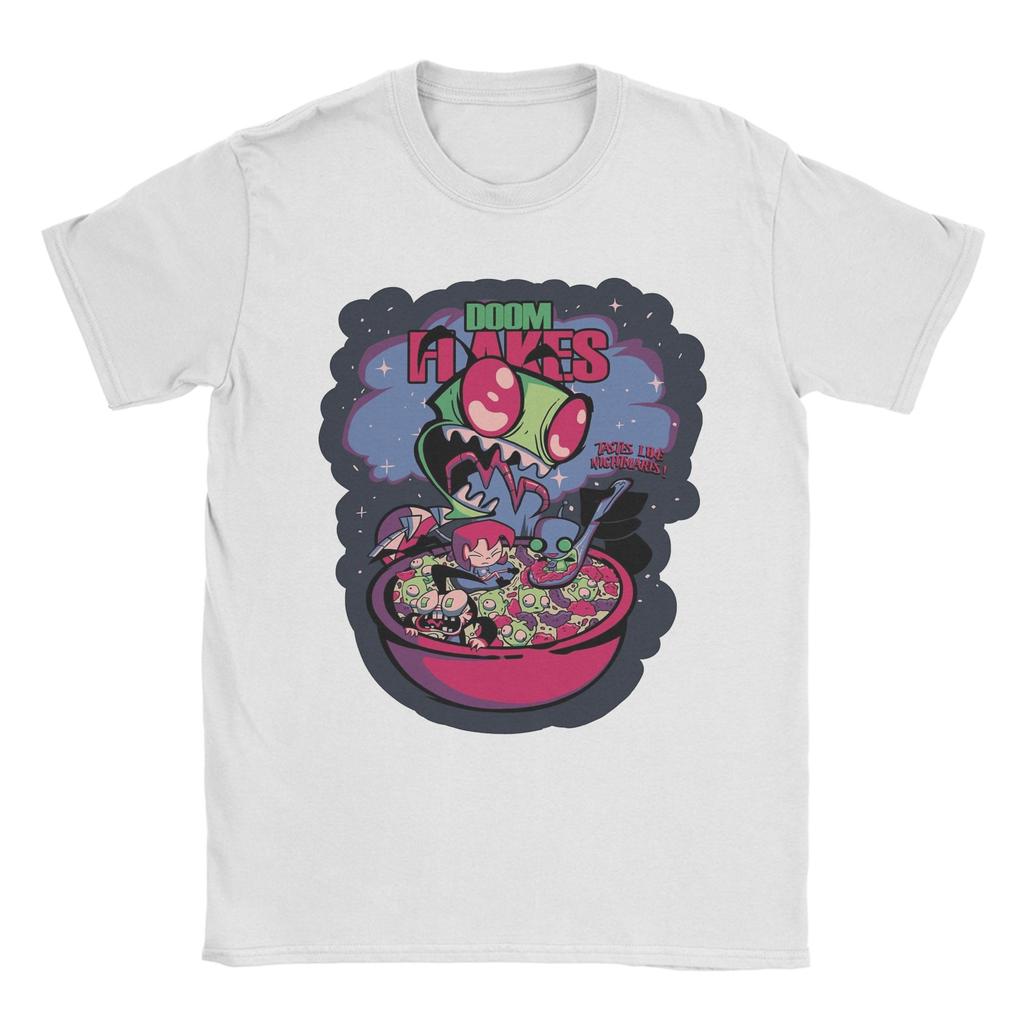 Мужская футболка с принтом Invader Zim Хлопковые топы Уникальная футболка с коротким рукавом и круглым вырезом Оригинальные футболки