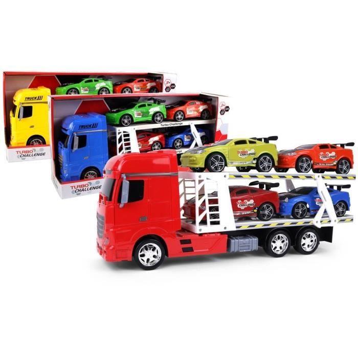 Véhicule d'Intervention - TURBO CHALLENGE - Camion Transport - 1/24 - 4 Voitures Sportives - Couleur Aléatoire