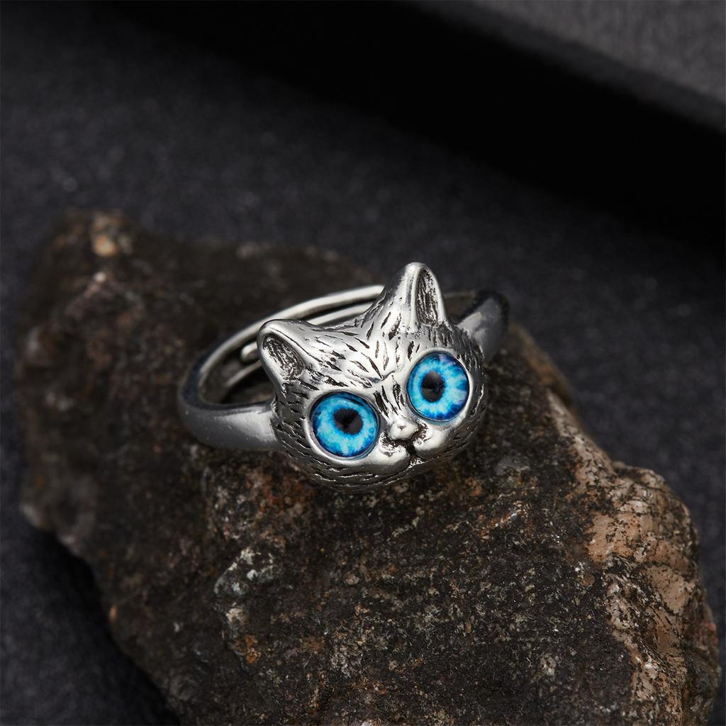Cat Ring Gift Adjustable Ring Cat Face Ring Birthday Holiday Gift Accessories