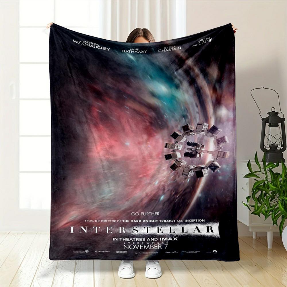 "Interstellar Spacecraft in Galaxy Design Warm blanket - Flannel blanket for bedroom, living room, sofa, and nap sofas"