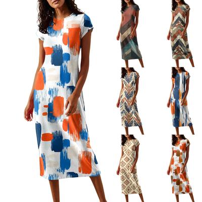 Женские платья миди с коротким рукавом и воротником-хомут, весна-лето, вечернее платье