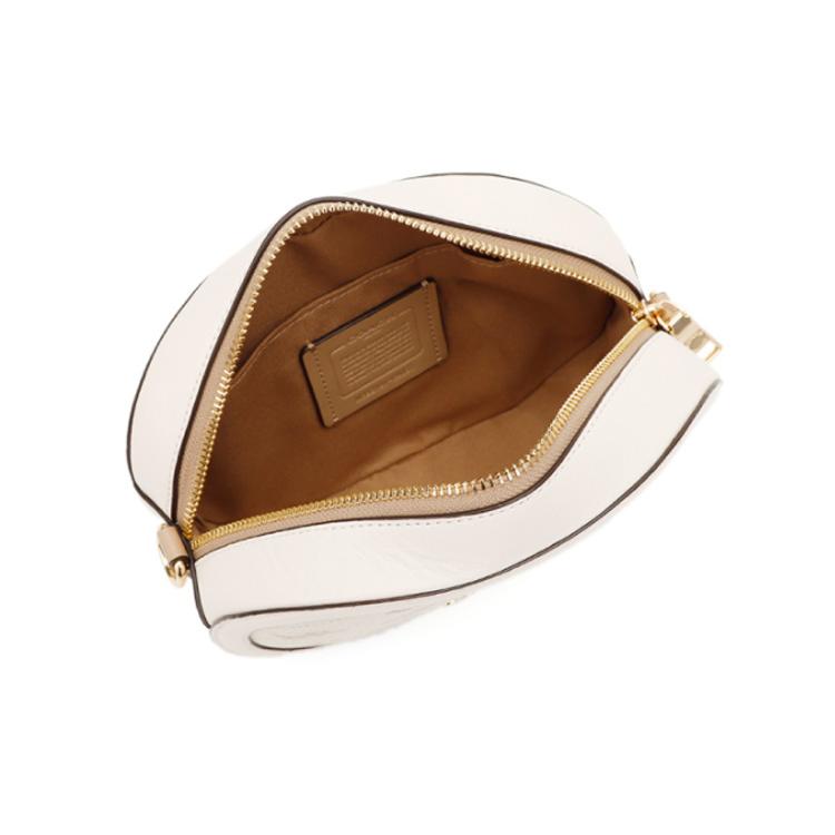 New COACH Coated Canvas With Leather Camera Bag, Shoulder Bag, Crossbody Bag Trumpets Women's Ecru C4057-IMM6H