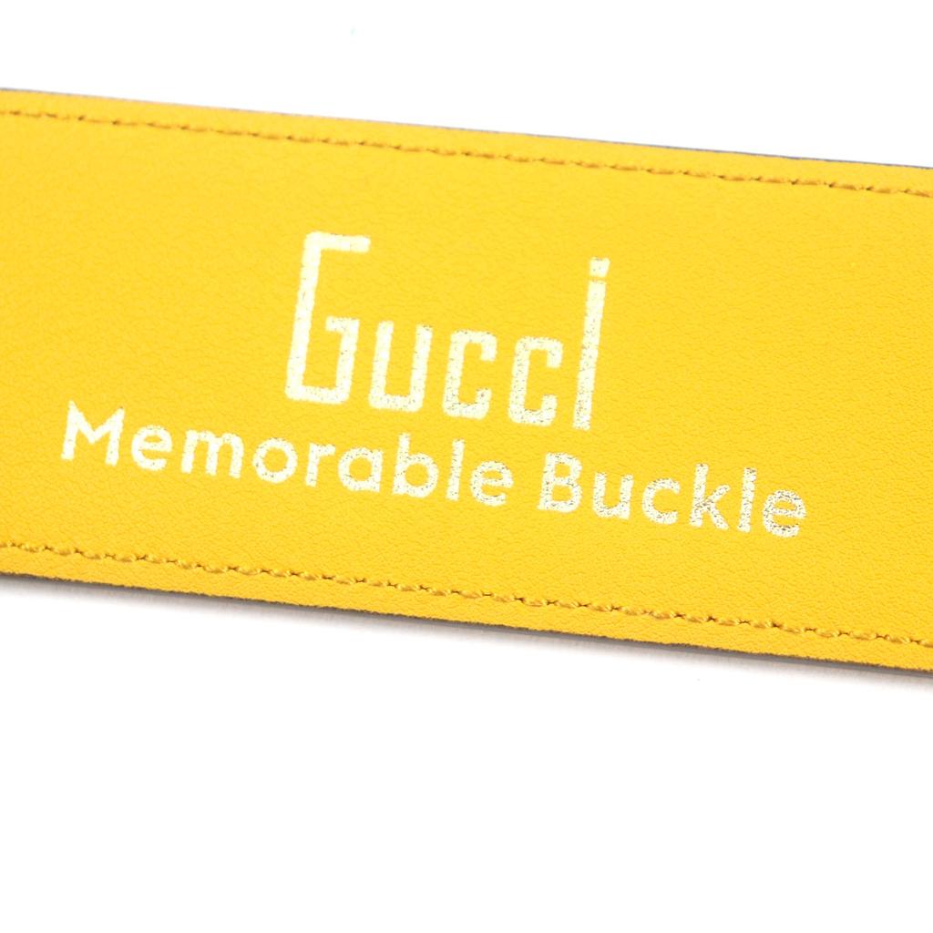 Excellent GUCCI belt G logo buckle leather Yellow blue leather mens 709954 Used