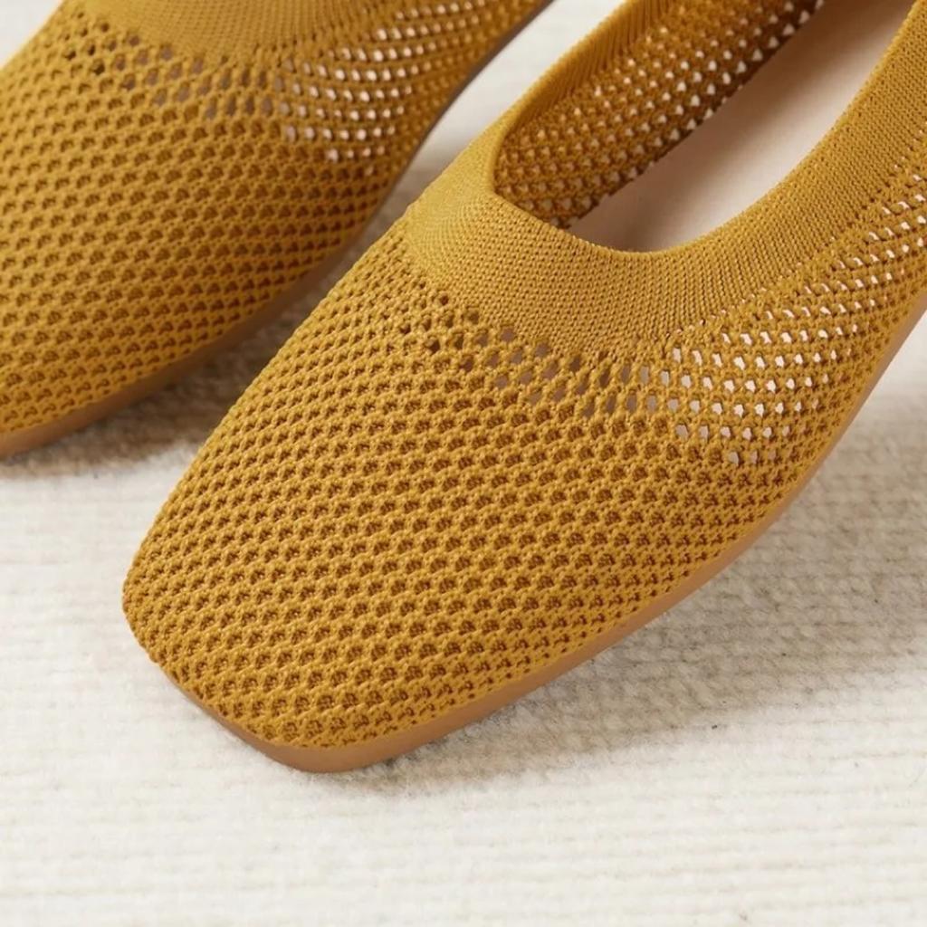 Women's Pointed Toe Flat Shoes Solid Color Knitted Slip On Shoes Casual Breathable Ballet Flats Women Flat Shoes Loafers Women