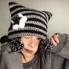 Y2K Cat's Ears Knitted Hat Star Warm Cap Fashion Slouchy Knitted Beanies  Cycling
