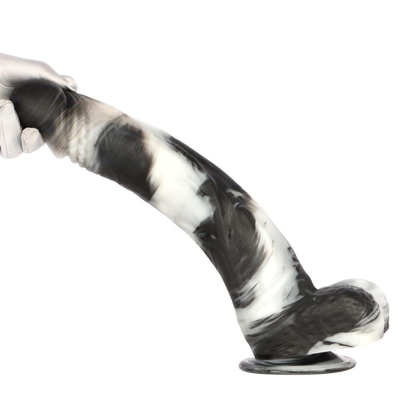 14 дюймов 5,7 см черно-белая смешанная цветовая гамма очень большая очень длинная толстая имитация большого дилдо анальная пробка игрушка