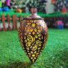 Outdoor Solar Lights Iron Garden Pendant Hollow Out Cone Light Metal Butterfly Hanging Lanterns