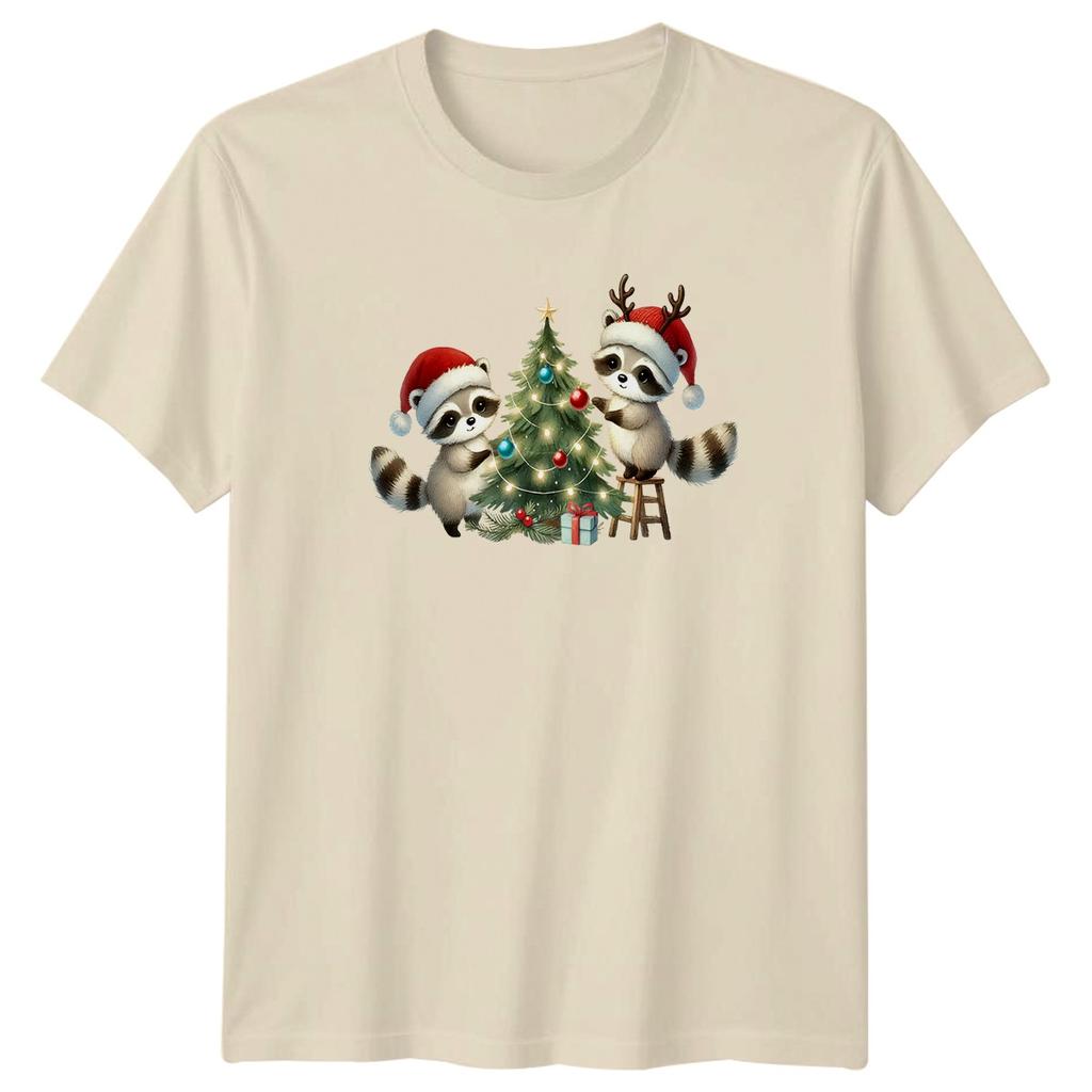 Raccoons Christmas Tree Decorating Holiday Unisexs TShirt Unisex Graphic Tee Unisex