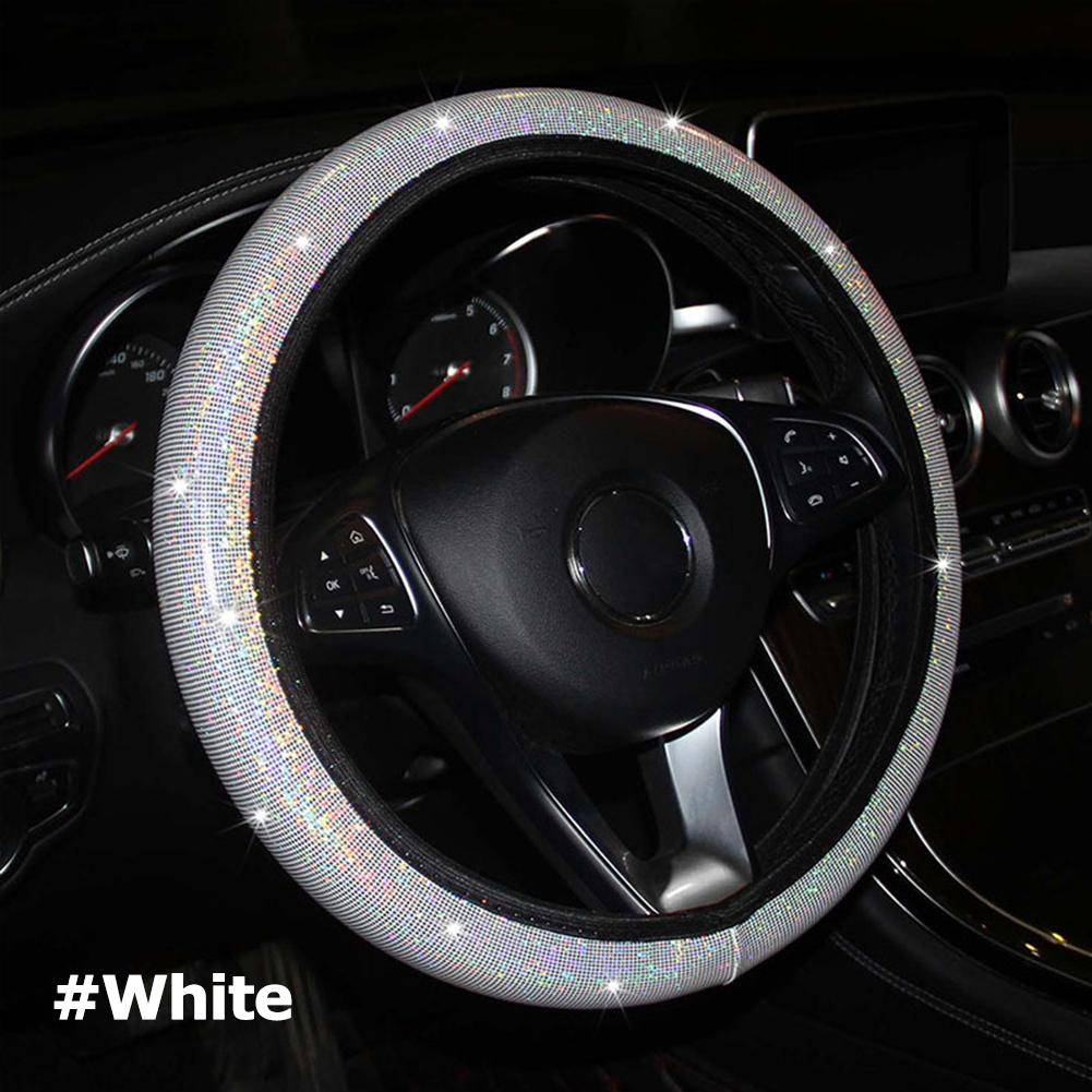 Автомобильный чехол на руль со стразами и кристаллами и бриллиантами, сверкающий автомобильный внедорожник, протектор рулевого колеса, подходит для автомобиля 14,5-15 дюймов