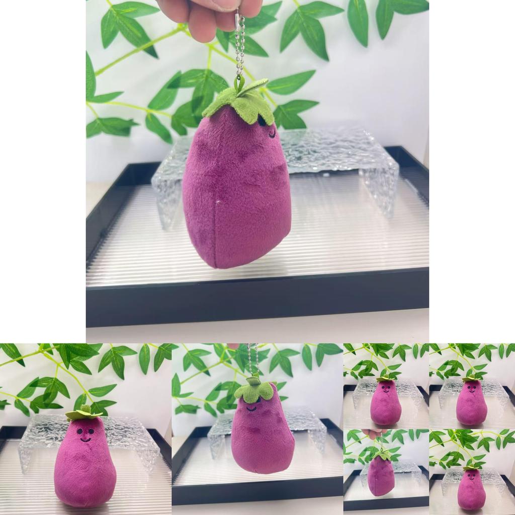 Adorable Plush Vegetable Doll Keychain Soft Pp Cotton Cute Eggplant Pendant Gift