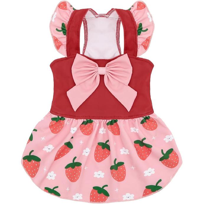 CuteBone Dog Dress for Small Dogs Girl, Unicorn Summer Dresses with Bow & Ruffle Sleeve, UPF50+ Sun Protection, Cute Pet Clothes for Puppy for