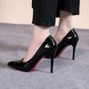 Fashion Black Stiletto Heels Pumps Women 2024 Spring Patent Leather Office Shoes Woman Plus Size 43 Pointed Toe High Heels Shoes