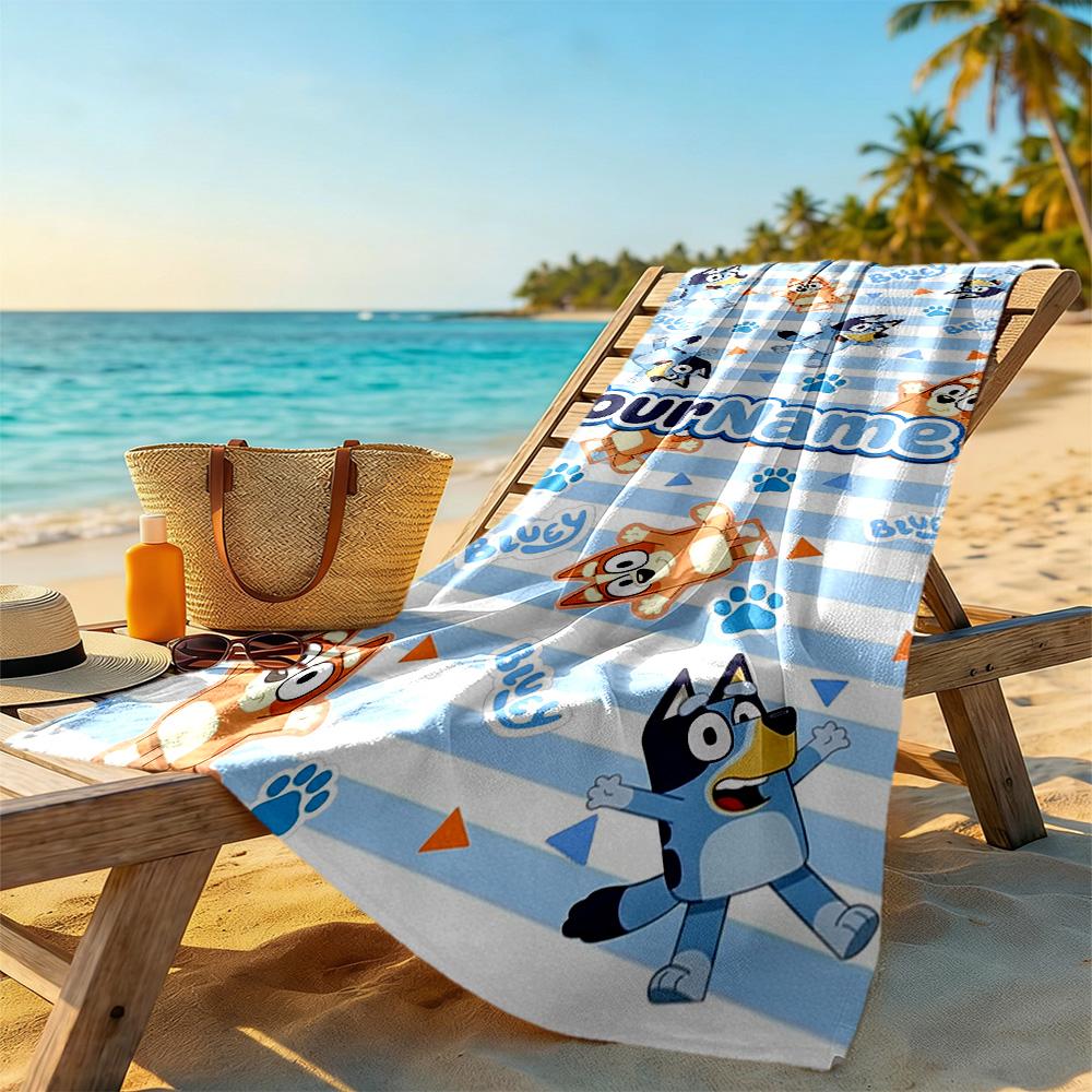 Bluey Personalized Text Beach Towel High Absorbency & Quick-Dry Portable for SwimmingBeachCamping Travel Beach AccessoriesGym