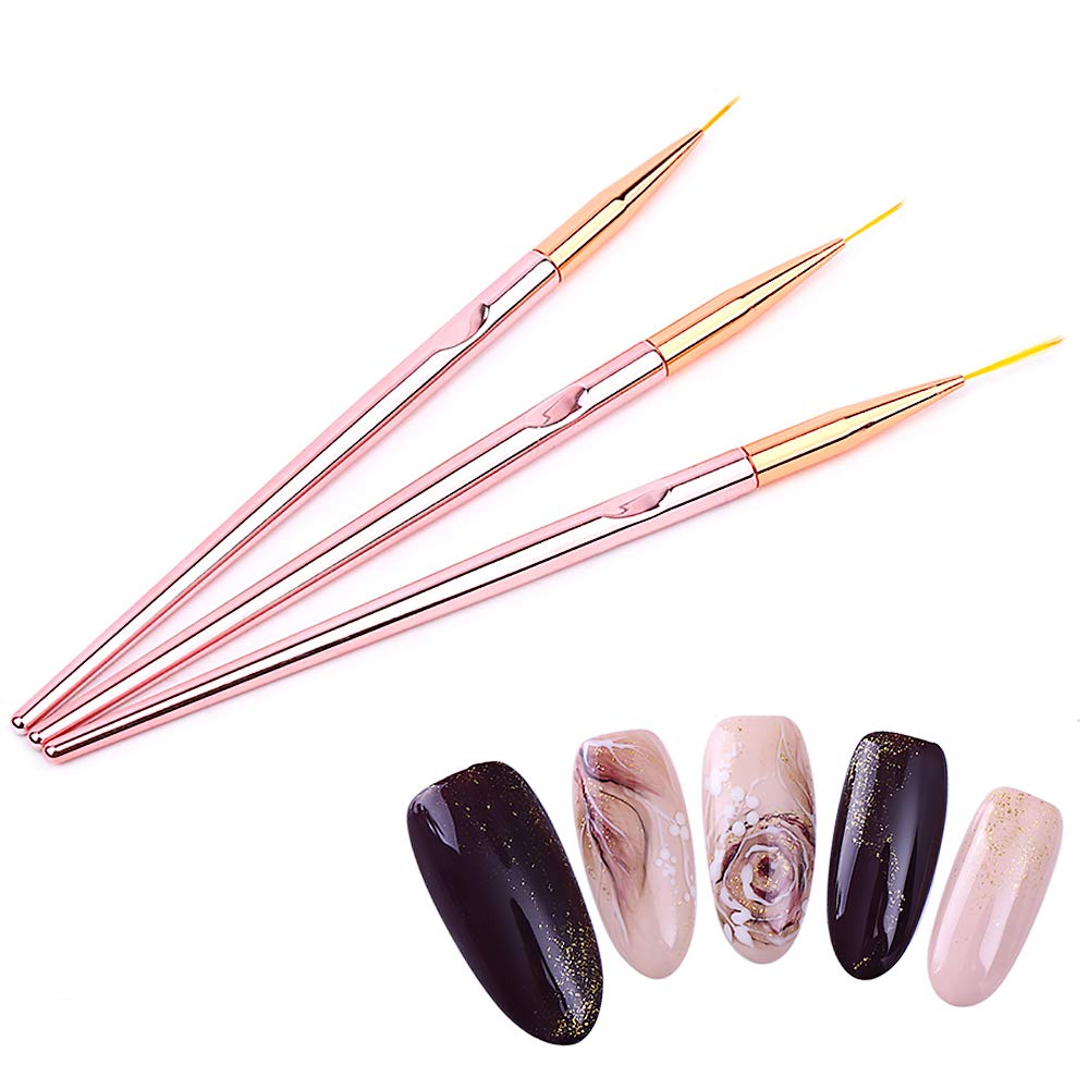 LINMANDA Nail Art Pen Set 5 Pieces Nail Art Dot Drill Pens and 3 Line Nail Art Detail Painting Brush Nail Art Design Tools