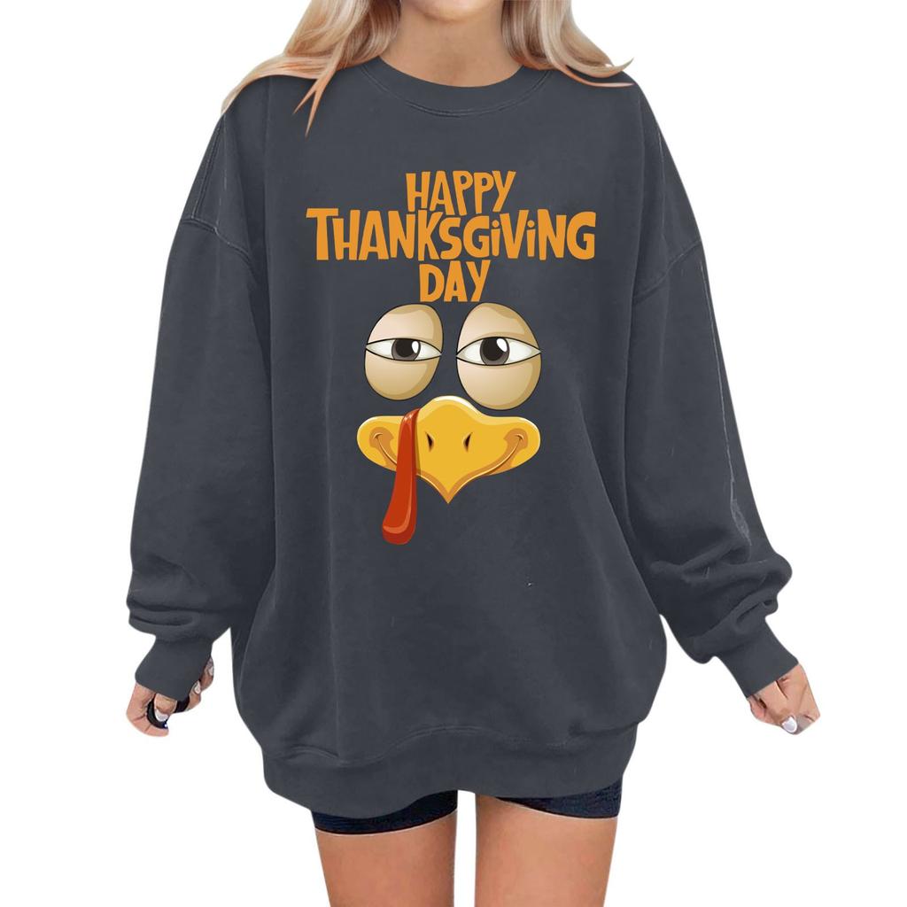 Женская мода повседневная толстовка с длинным рукавом и принтом ко Дню благодарения