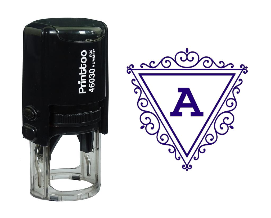 Printtoo A Alphabet Swirl Border Triangle Monogram Initial Self Inking Rubber Stamp Office