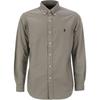 Polo Solid Color Logo Embroidered Button-Down Long Sleeve Shirt Men Shirts Gray 710805564-004